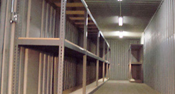 shelves in storage container